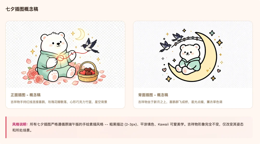 七夕 Token Card 的可爱风格概念稿